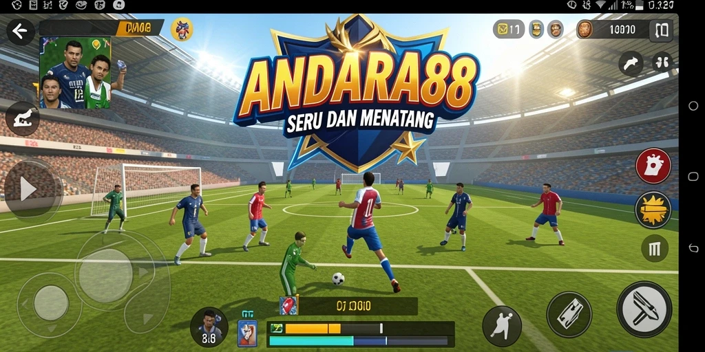 Screenshot utama ANDARA88 menampilkan aksi gameplay olahraga yang mendebarkan.