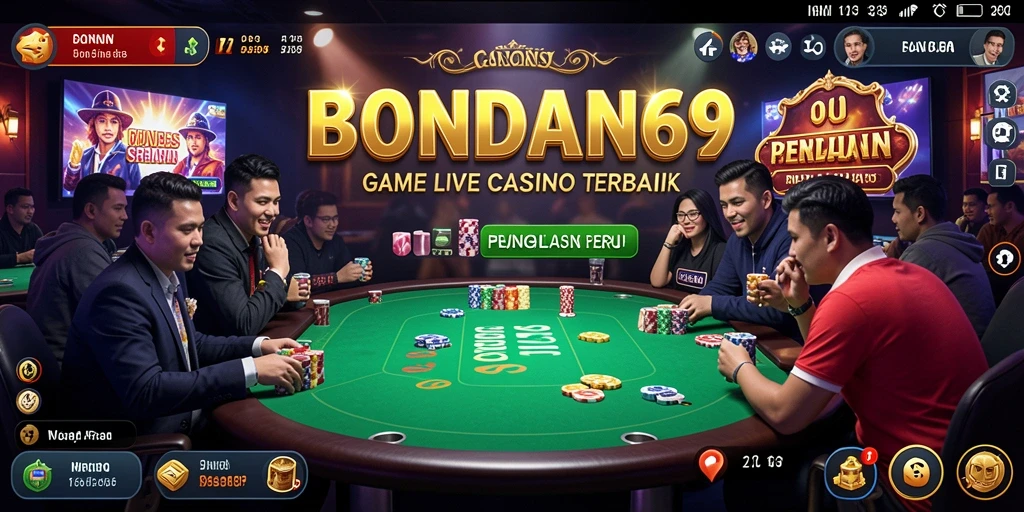 Screenshot gameplay BONDAN69 menampilkan dealer profesional dan suasana kasino yang interaktif.