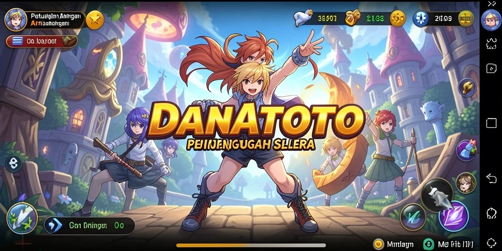 Screenshot gameplay menampilkan karakter anime yang penuh warna.