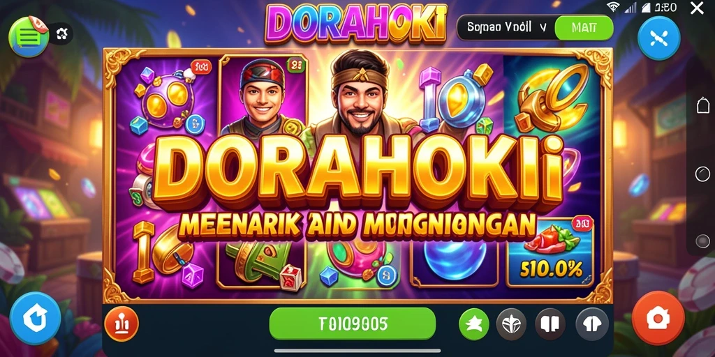 Screenshot DORAHOKI menampilkan gameplay slot yang mendebarkan dan penuh warna.