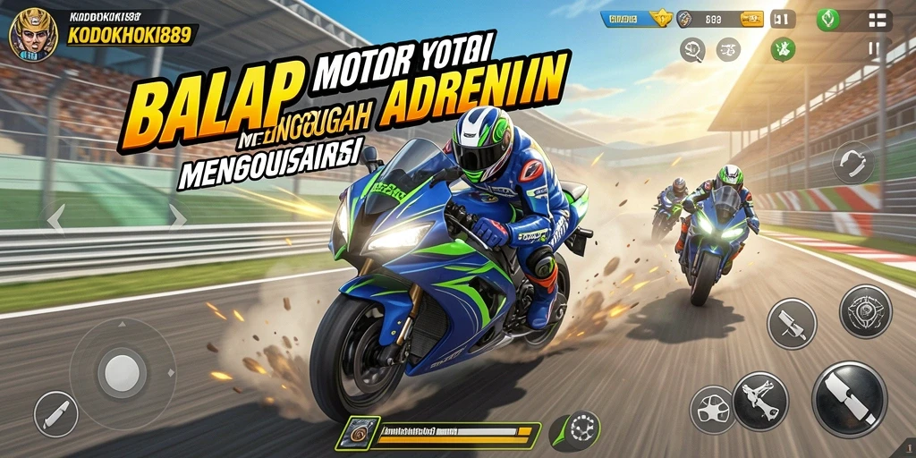 Tampilan gameplay seru KODOKHOKI889 yang penuh aksi balap motor.