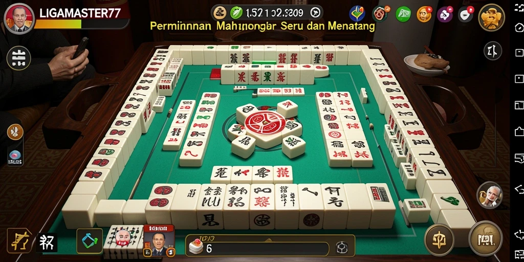 Tangkapan layar gameplay LIGAMASTER77 dengan tampilan ubin Mahjong yang menawan.