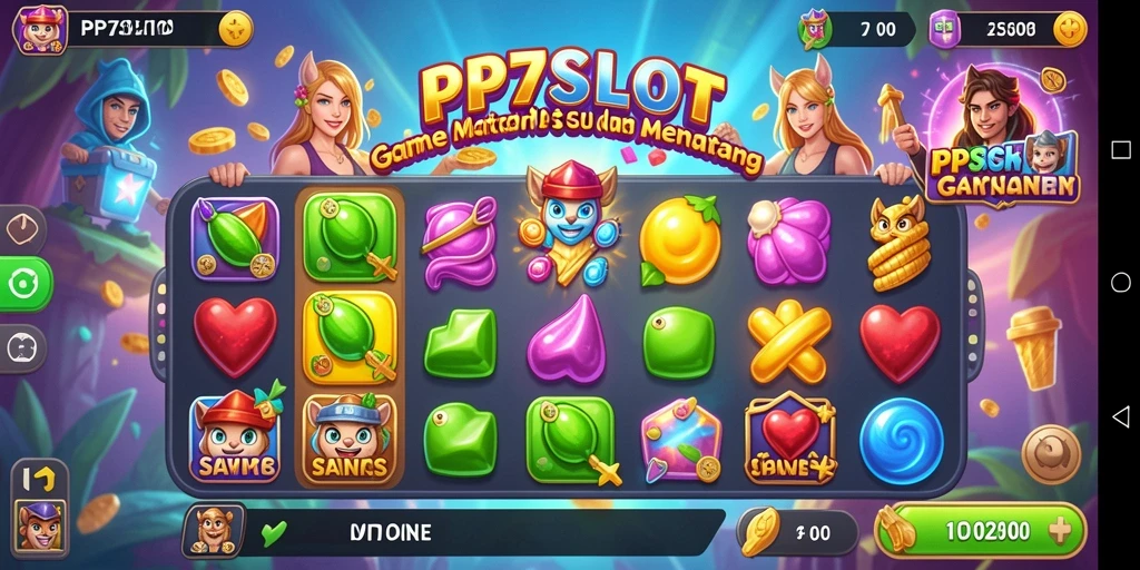Tampilan gameplay PP7SLOT dengan aksi Match-3 yang seru.