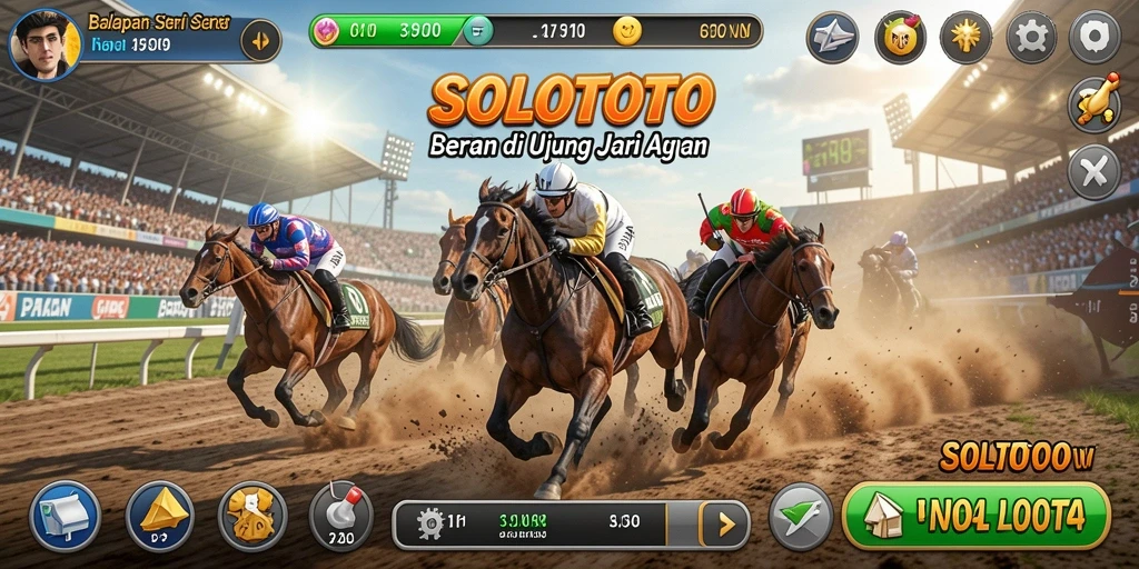 Screenshot gameplay balapan seru di SOLOTOTO dengan tampilan lintasan yang menantang.