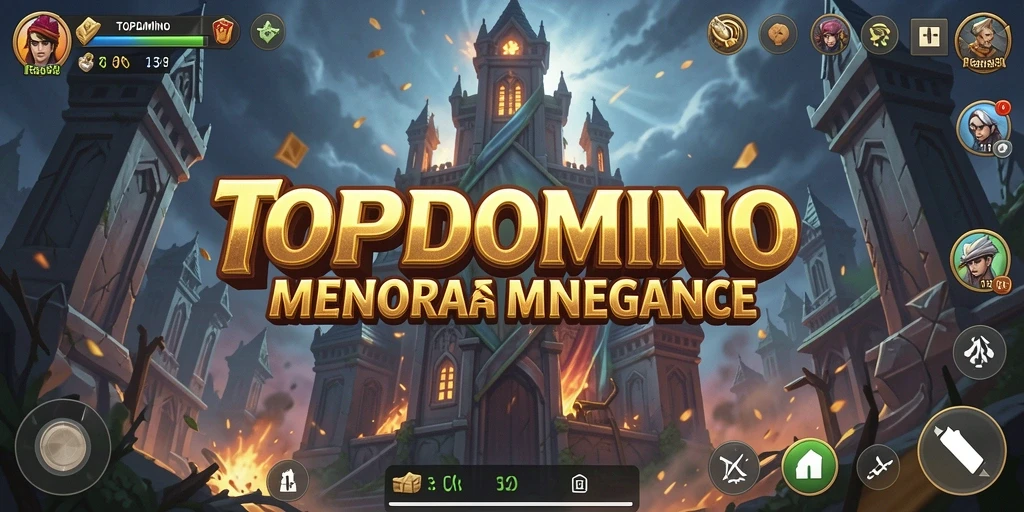 Tangkapan layar menunjukkan aksi pertahanan menara yang epik dalam gameplay TOPDOMINO.